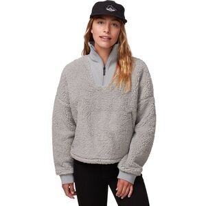 Cozy Teddy Quarter-Zip Pullover Jacket - Light Gray